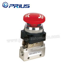 3 válvula neumática MSV86321PB, válvula de la posición de la manera 2 de aire mecánica del botón verde redondo